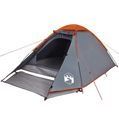 vidaXL Kuppel-Campingzelt 2 Personen Grau und Orange Wasserdicht