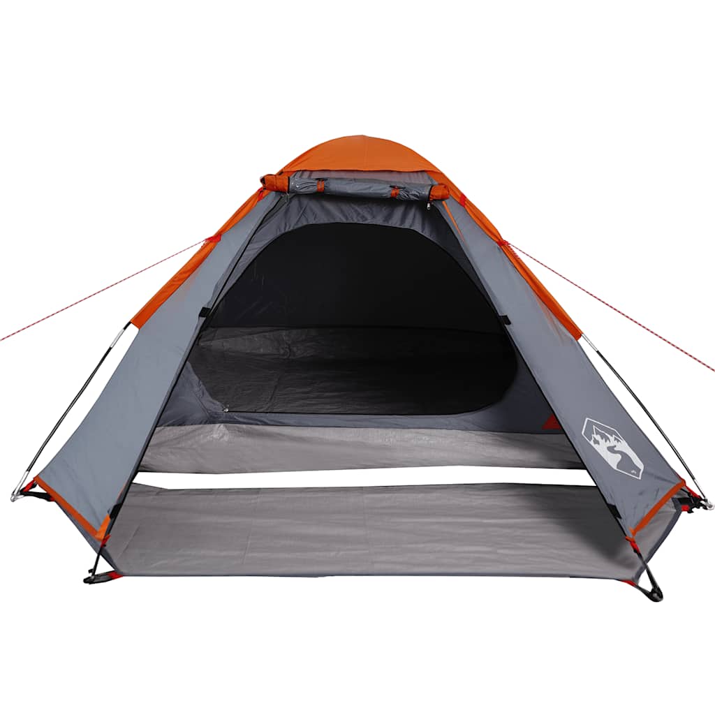 vidaXL Kuppel-Campingzelt 2 Personen Grau und Orange Wasserdicht