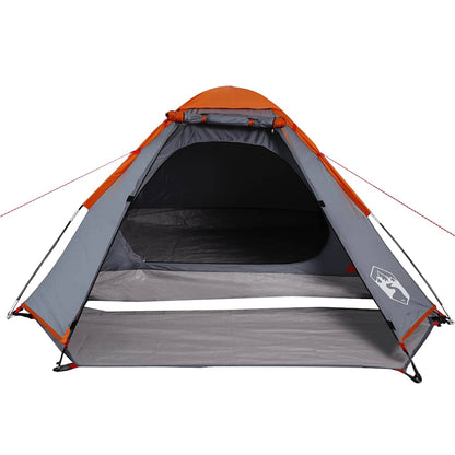 vidaXL Kuppel-Campingzelt 2 Personen Grau und Orange Wasserdicht