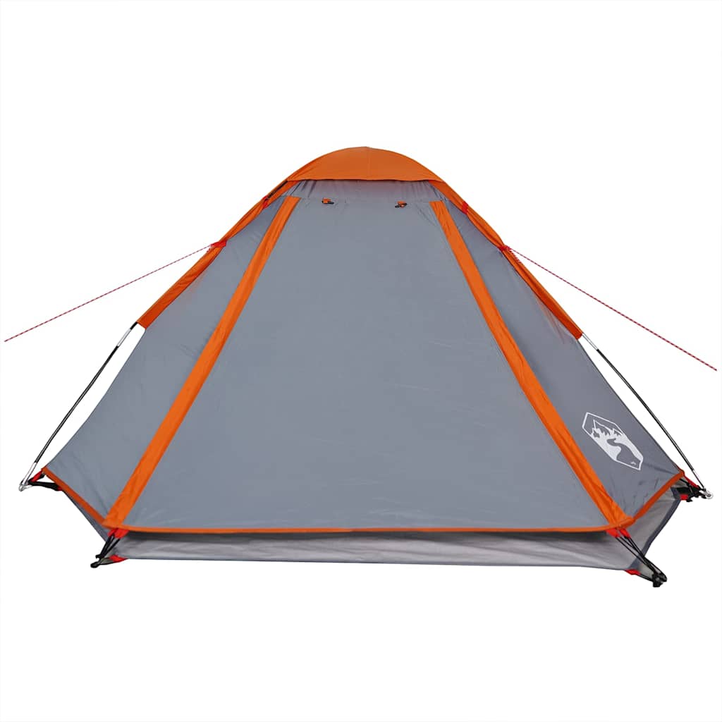 vidaXL Kuppel-Campingzelt 2 Personen Grau und Orange Wasserdicht