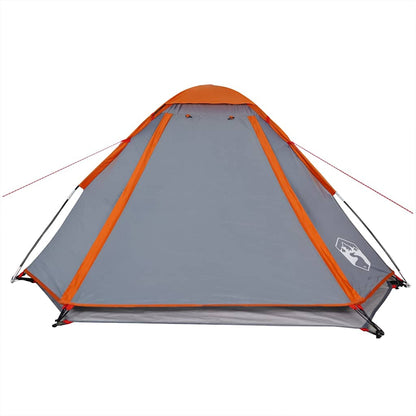 vidaXL Kuppel-Campingzelt 2 Personen Grau und Orange Wasserdicht