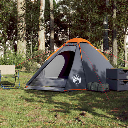 vidaXL Kuppel-Campingzelt 4 Personen Grau und Orange Wasserdicht