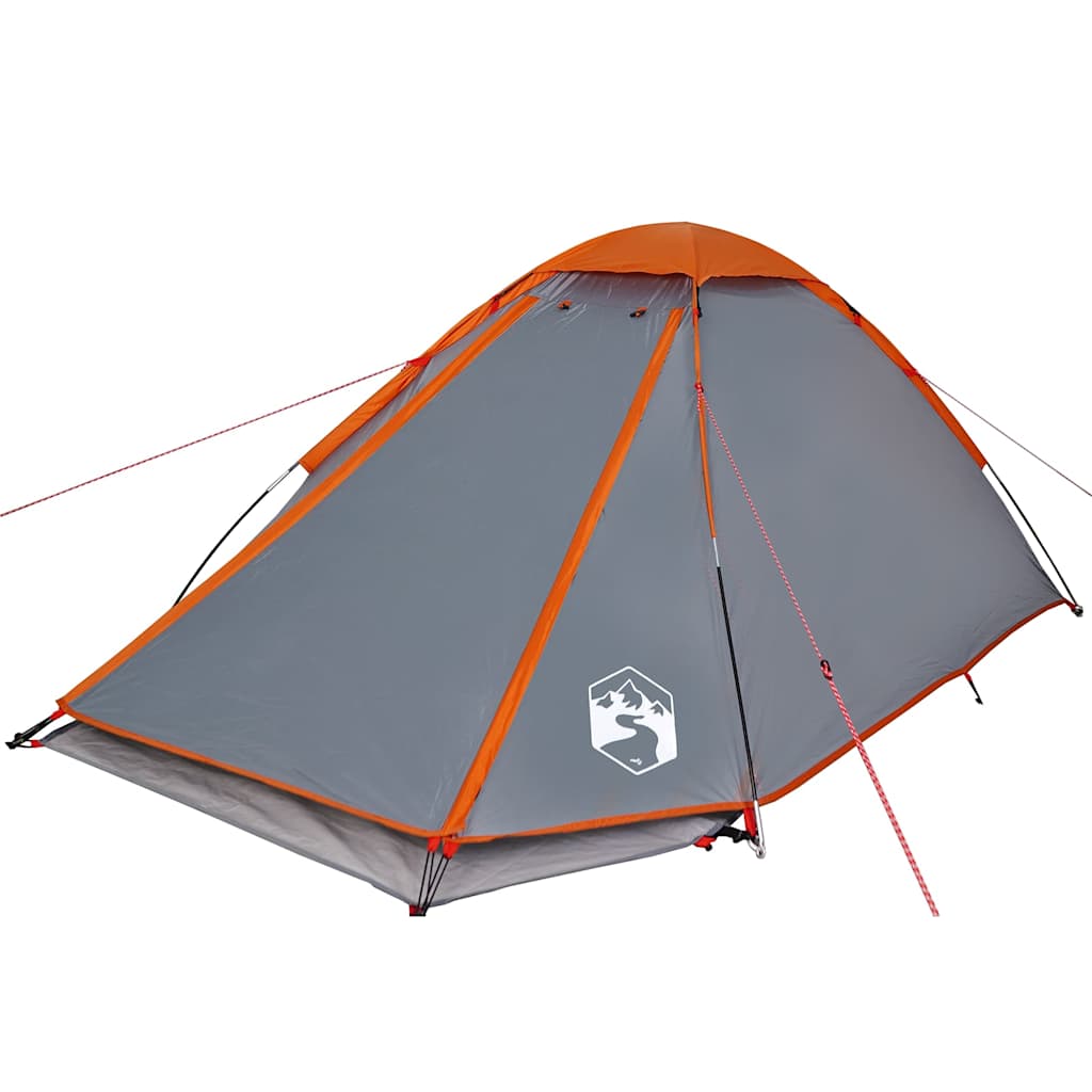 vidaXL Kuppel-Campingzelt 4 Personen Grau und Orange Wasserdicht