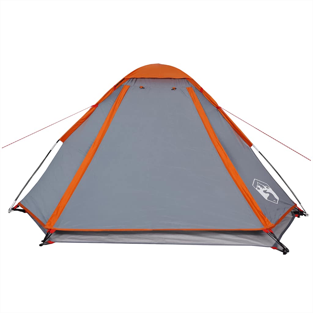 vidaXL Kuppel-Campingzelt 4 Personen Grau und Orange Wasserdicht
