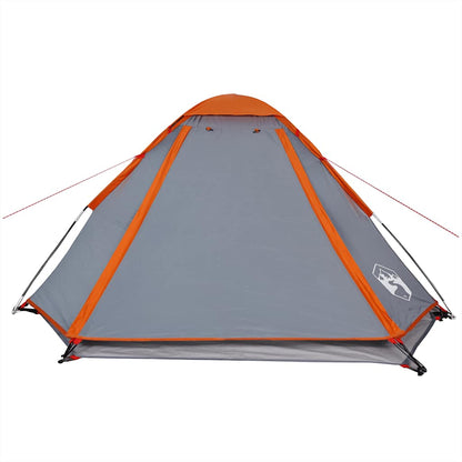 vidaXL Kuppel-Campingzelt 4 Personen Grau und Orange Wasserdicht