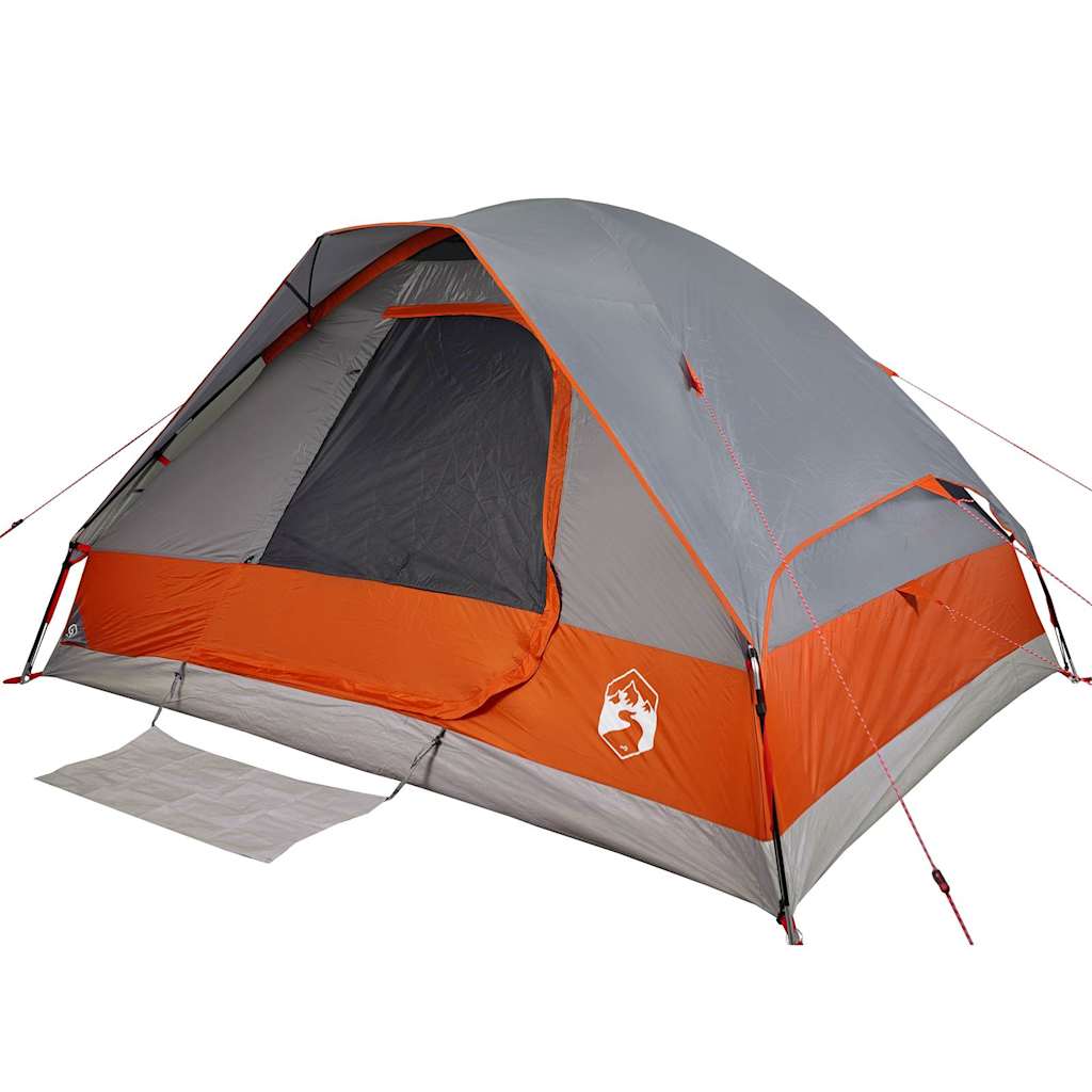 vidaXL Kuppel-Campingzelt 2 Personen Grau und Orange Wasserdicht