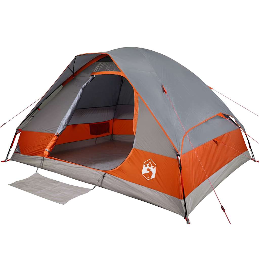 vidaXL Kuppel-Campingzelt 2 Personen Grau und Orange Wasserdicht