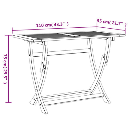 vidaXL Gartentisch Klappbar 110x55x75 cm Massivholz Akazie