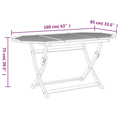 vidaXL Table de jardin pliable 160x85x75 cm Bois d'acacia massif