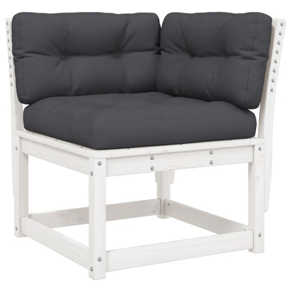 vidaXL Garten-Ecksofa mit Kissen Weiß 73x73x78 cm Massivholz Kiefer