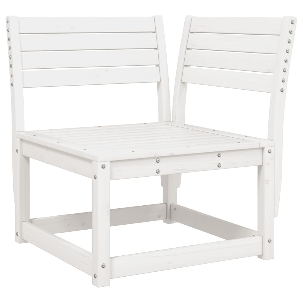 vidaXL Garten-Ecksofa mit Kissen Weiß 73x73x78 cm Massivholz Kiefer
