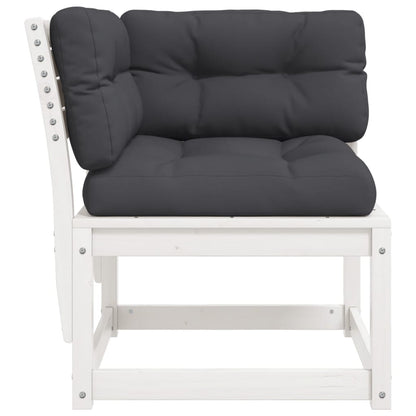 vidaXL Garten-Ecksofa mit Kissen Weiß 73x73x78 cm Massivholz Kiefer