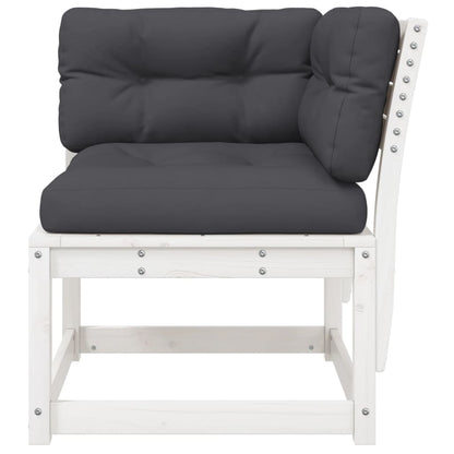 vidaXL Garten-Ecksofa mit Kissen Weiß 73x73x78 cm Massivholz Kiefer