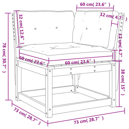 vidaXL Garten-Ecksofa mit Kissen Weiß 73x73x78 cm Massivholz Kiefer