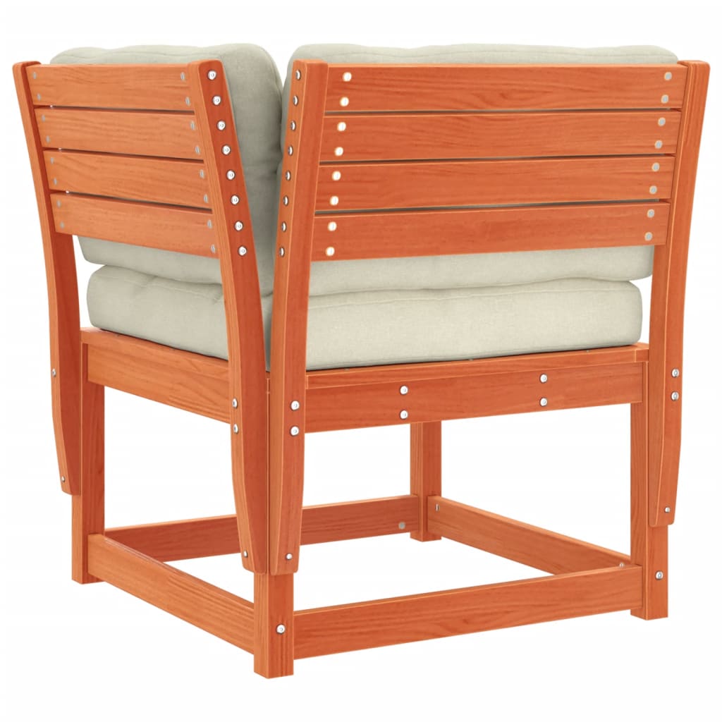 vidaXL Garten-Ecksofa mit Kissen Wachsbraun Massivholz Kiefer