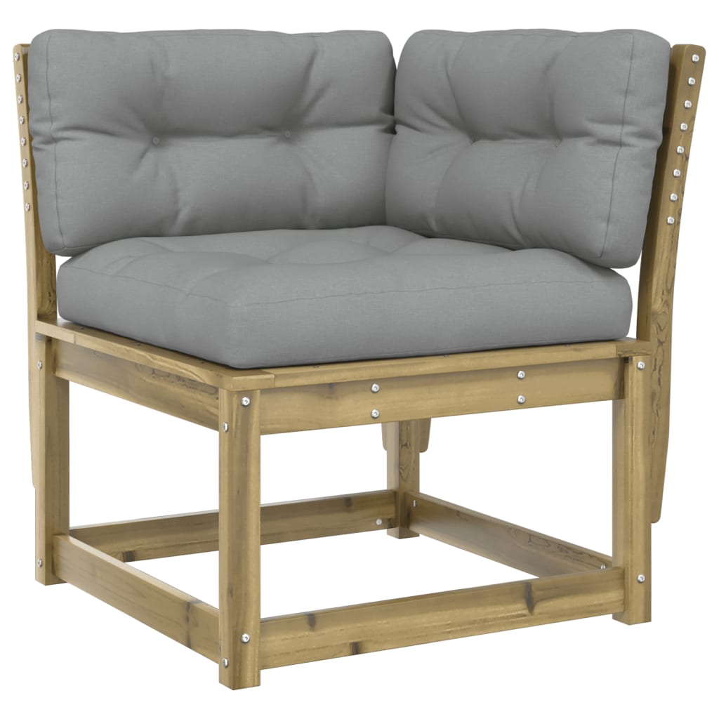 vidaXL Canapé d'angle de jardin avec coussins 73x73x78 cm Bois de pin imprégné