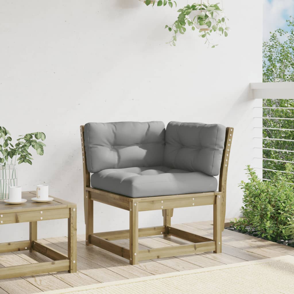 vidaXL Canapé d'angle de jardin avec coussins 73x73x78 cm Bois de pin imprégné
