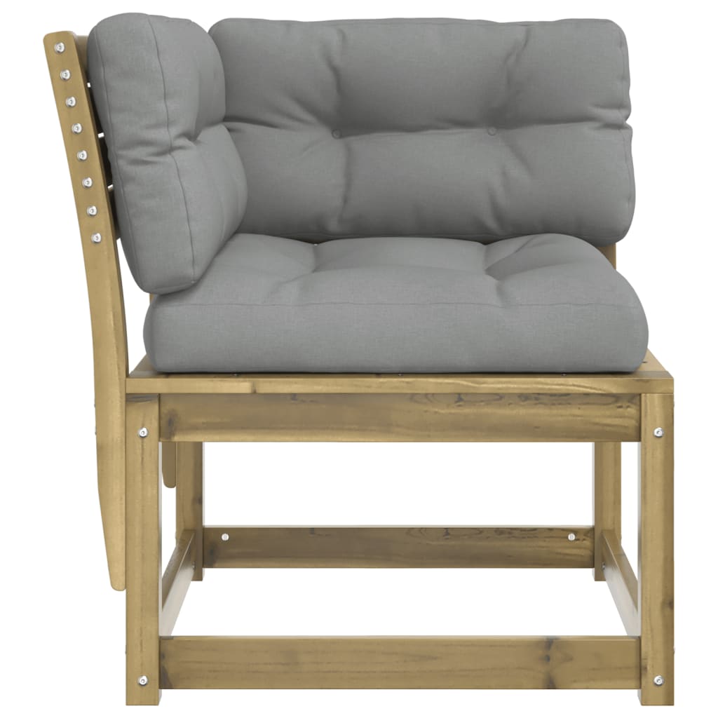 vidaXL Canapé d'angle de jardin avec coussins 73x73x78 cm Bois de pin imprégné