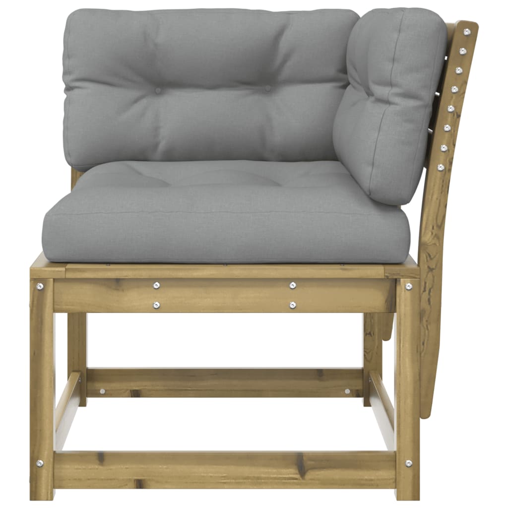 vidaXL Canapé d'angle de jardin avec coussins 73x73x78 cm Bois de pin imprégné
