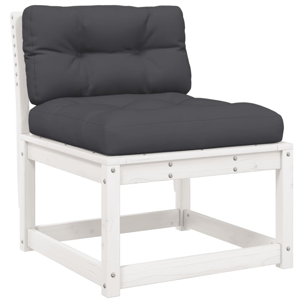 vidaXL Canapé de jardin avec coussins Blanc Pin massif