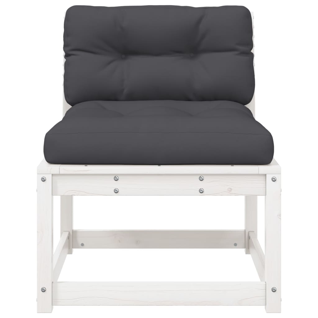 vidaXL Canapé de jardin avec coussins Blanc Pin massif