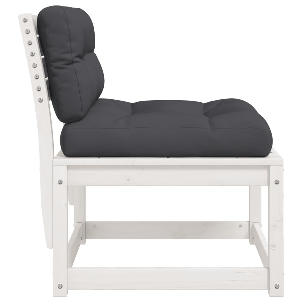vidaXL Canapé de jardin avec coussins Blanc Pin massif
