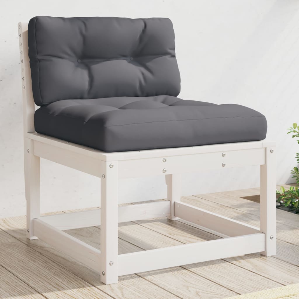 vidaXL Canapé de jardin avec coussins Blanc Pin massif