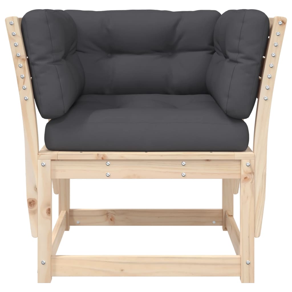 vidaXL Canapé de jardin avec accoudoirs et coussins Bois de pin massif