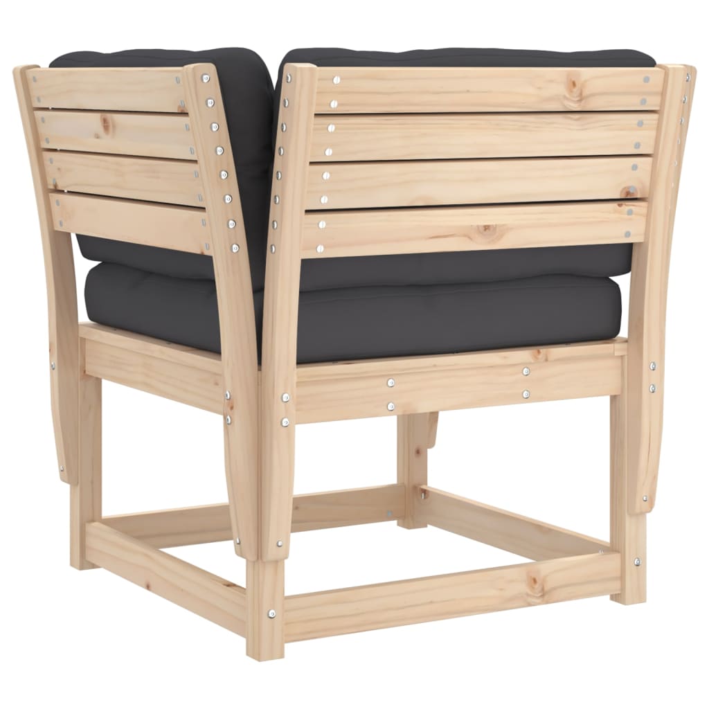 vidaXL Canapé de jardin avec accoudoirs et coussins Bois de pin massif