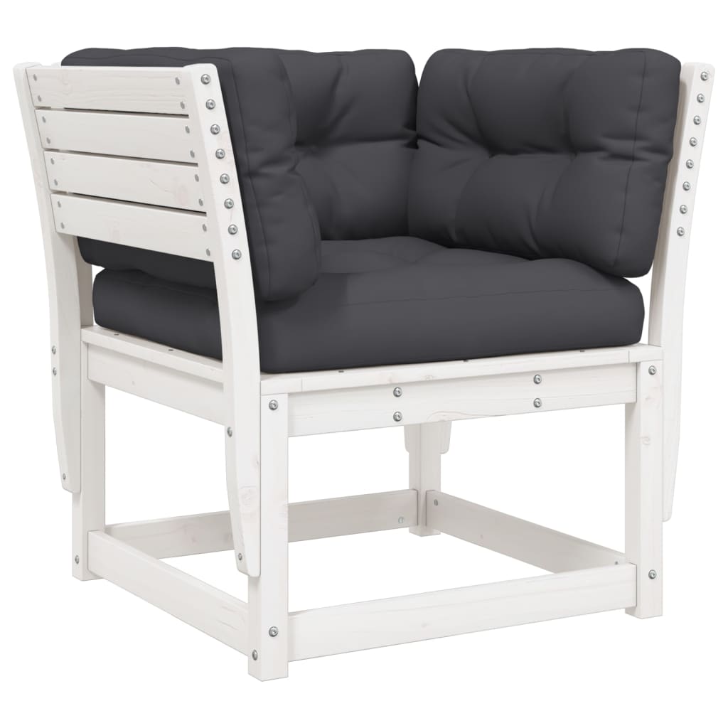 vidaXL Gartensofa mit Armlehnen und Kissen Weiß Massivholz Kiefer
