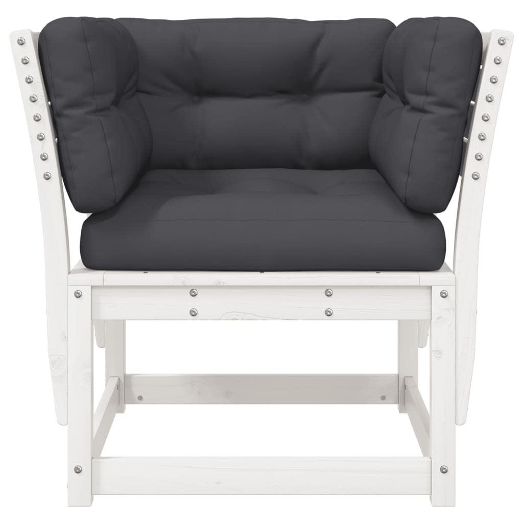 vidaXL Gartensofa mit Armlehnen und Kissen Weiß Massivholz Kiefer