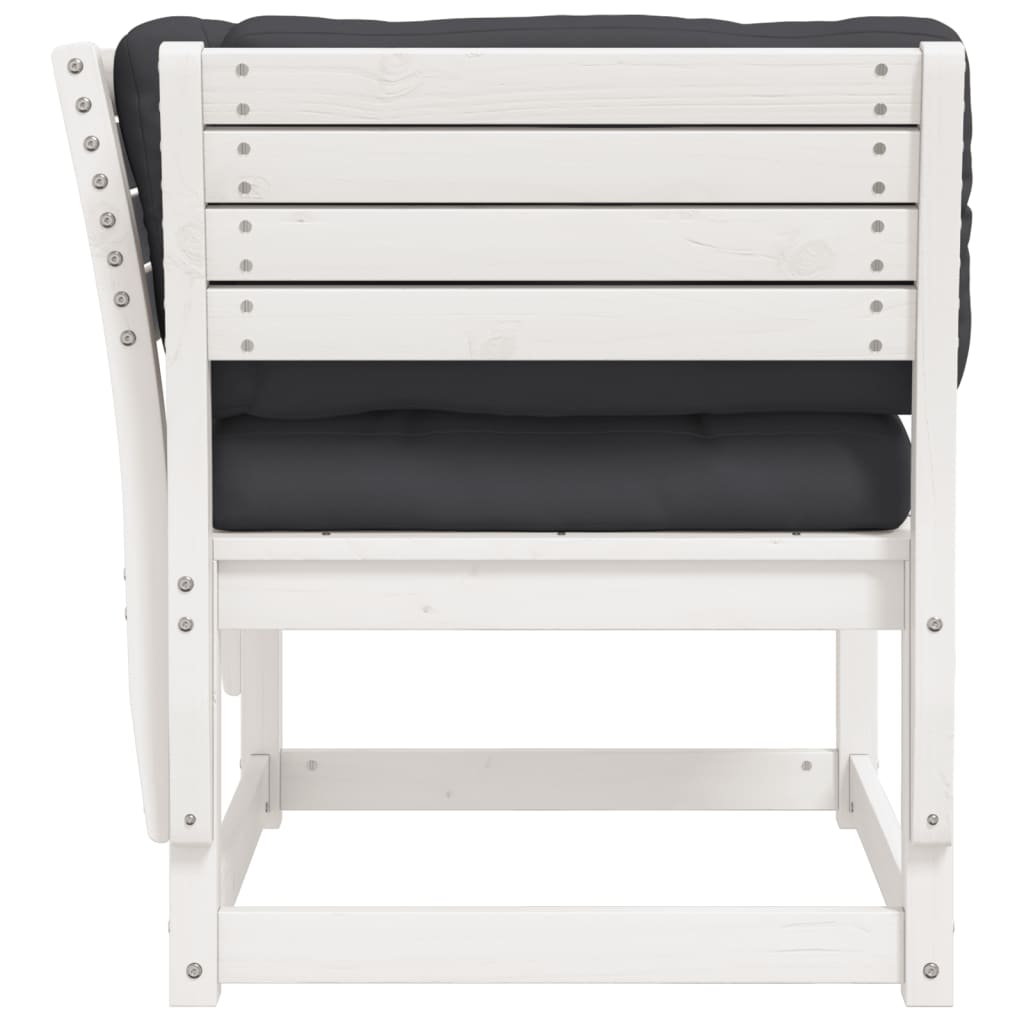 vidaXL Gartensofa mit Armlehnen und Kissen Weiß Massivholz Kiefer