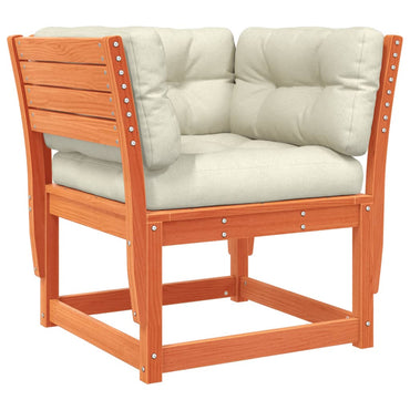 vidaXL Canapé de jardin avec accoudoirs et coussins Marron Bois de pin massif