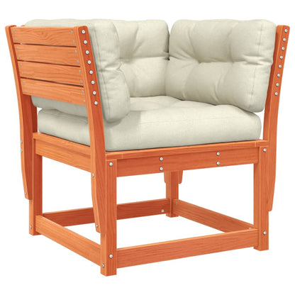 vidaXL Canapé de jardin avec accoudoirs et coussins Marron Bois de pin massif