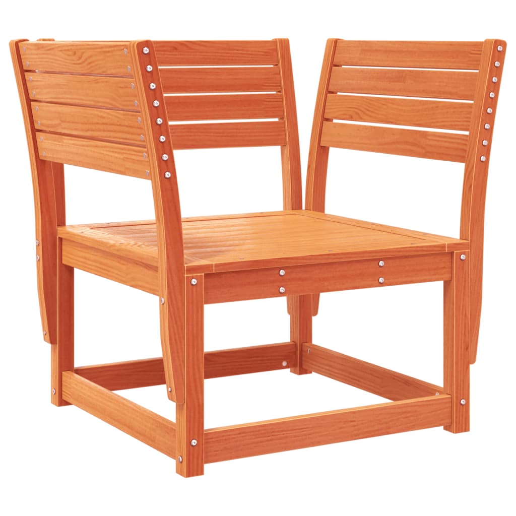 vidaXL Canapé de jardin avec accoudoirs et coussins Marron Bois de pin massif