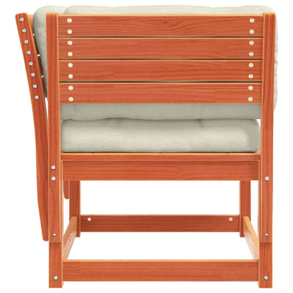 vidaXL Canapé de jardin avec accoudoirs et coussins Marron Bois de pin massif