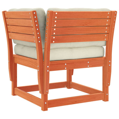 vidaXL Canapé de jardin avec accoudoirs et coussins Marron Bois de pin massif