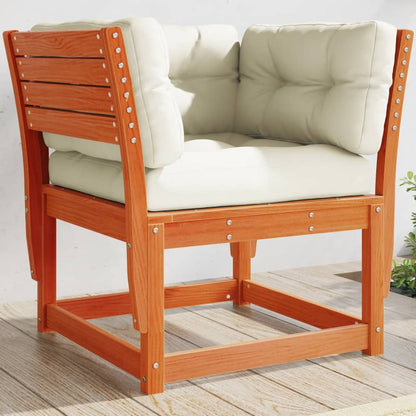 vidaXL Canapé de jardin avec accoudoirs et coussins Marron Bois de pin massif