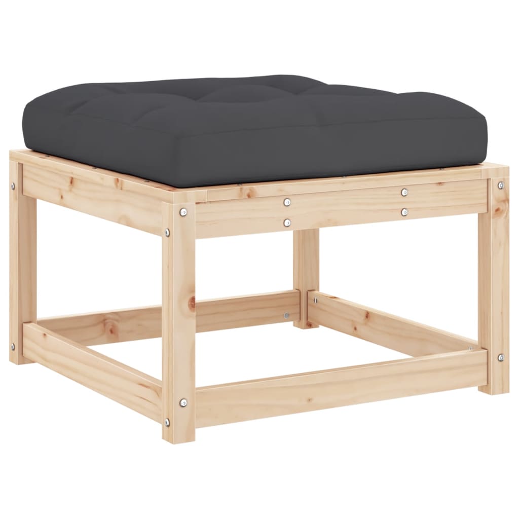 vidaXL Gartenhocker mit Kissen Massivholz Kiefer