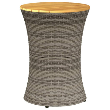 vidaXL Table d'appoint de jardin en forme de tambour gris en polyrotin et bois massif