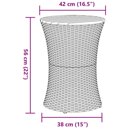 vidaXL Garten-Beistelltisch Trommelform Grau Poly Rattan & Massivholz