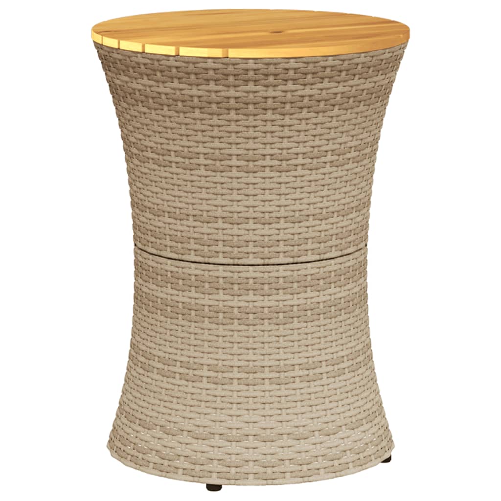 vidaXL Table d'appoint de jardin en forme de tambour beige en rotin synthétique et bois massif