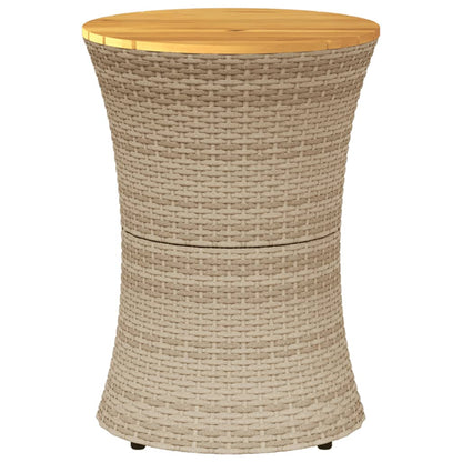 vidaXL Table d'appoint de jardin en forme de tambour beige en rotin synthétique et bois massif