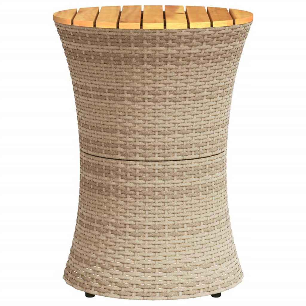 vidaXL Table d'appoint de jardin en forme de tambour beige en rotin synthétique et bois massif