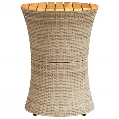 vidaXL Table d'appoint de jardin en forme de tambour beige en rotin synthétique et bois massif