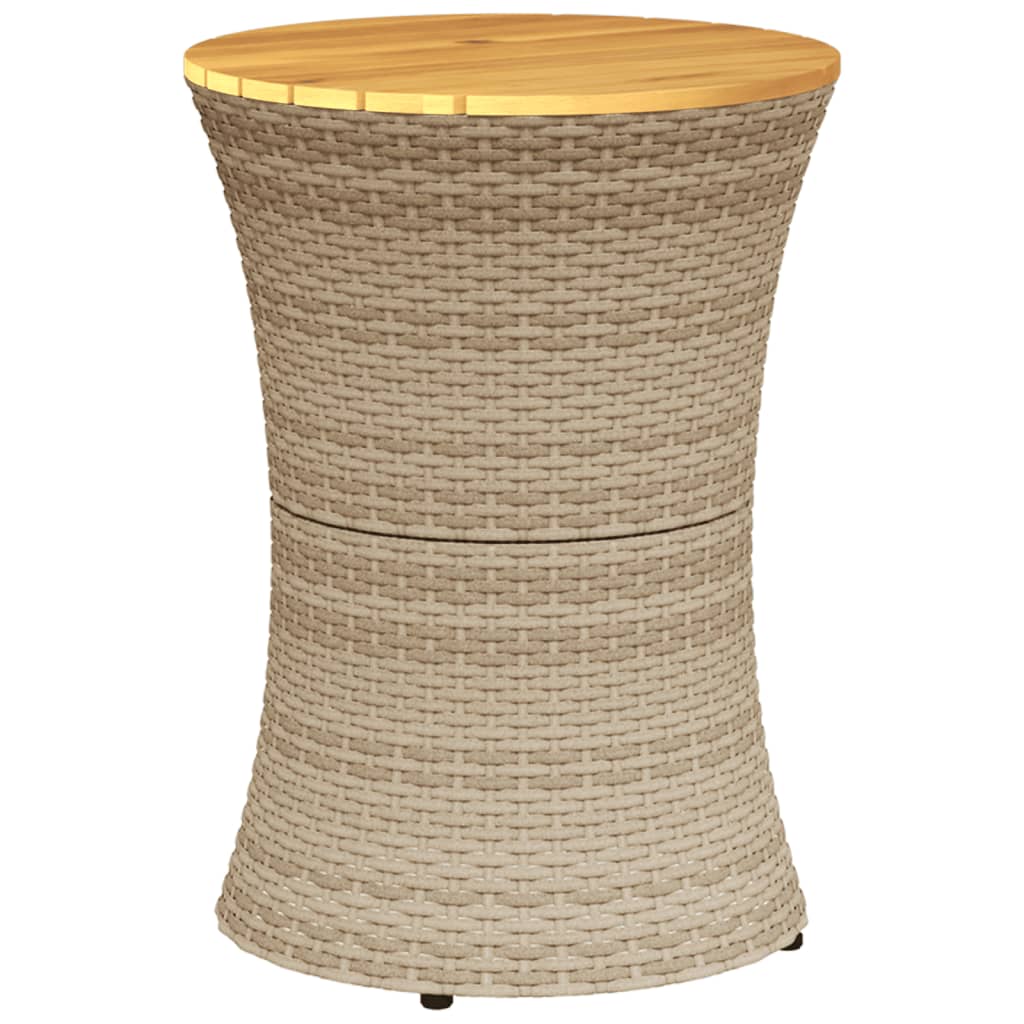 vidaXL Table d'appoint de jardin en forme de tambour beige en rotin synthétique et bois massif