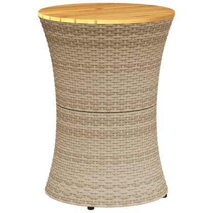 vidaXL Table d'appoint de jardin en forme de tambour beige en rotin synthétique et bois massif