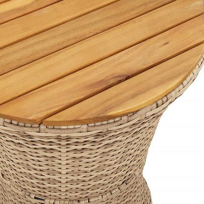 vidaXL Table d'appoint de jardin en forme de tambour beige en rotin synthétique et bois massif