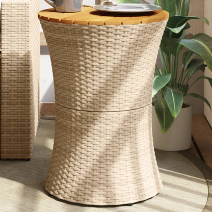 vidaXL Table d'appoint de jardin en forme de tambour beige en rotin synthétique et bois massif