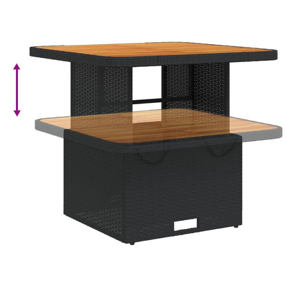 vidaXL Gartentisch Schwarz 80x80x71 cm Poly Rattan und Akazienholz